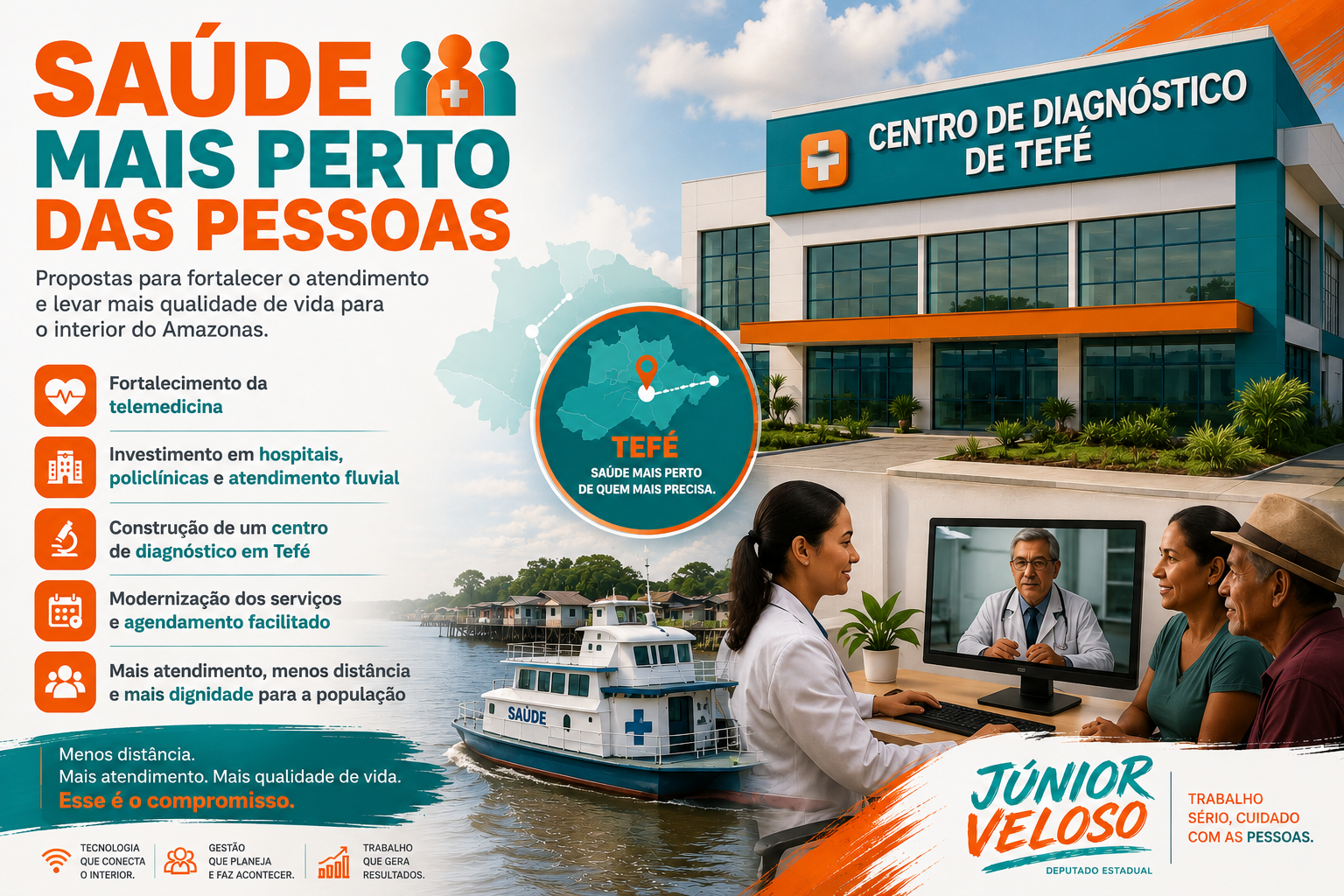 Chega de viajar dias por um exame: Junior Veloso propõe telemedicina e polos de diagnóstico no interior